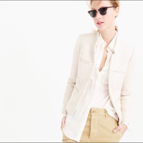 J. Crew Jackets & Blazers - J.Crew Metallic Ivory Tweed Jacket Size 2